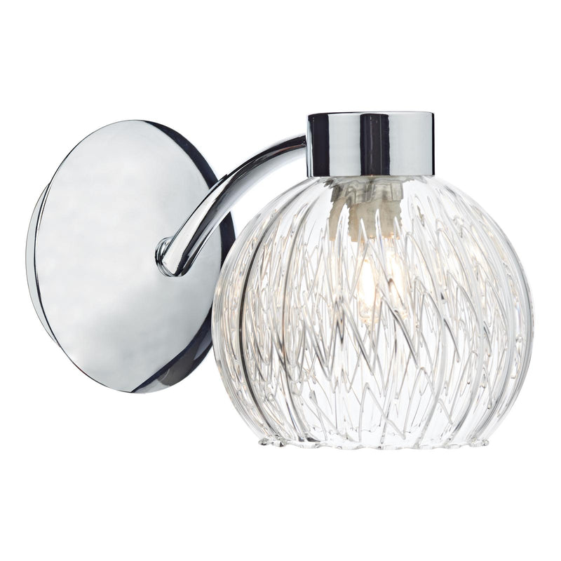 Dar Lighting Yasmin Wall Light Polished Chrome and Ribbed Glass • YAS0750