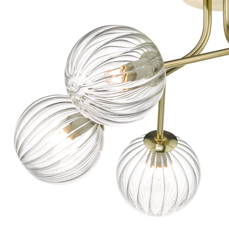 Dar Lighting Yiska 6lt Semi Flush Gold & Glass • YIS6435
