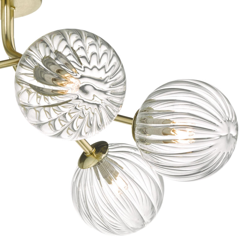 Dar Lighting Yiska 6lt Semi Flush Gold & Glass • YIS6435