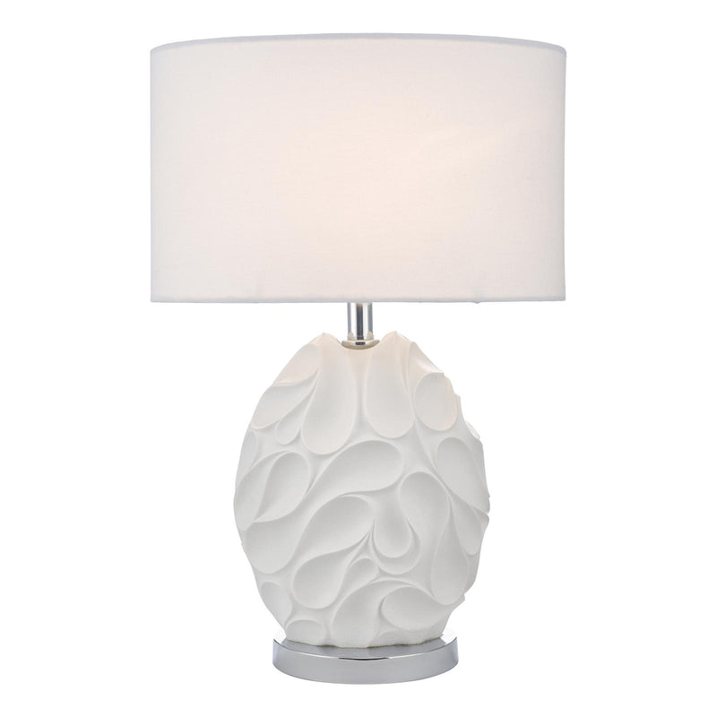 Dar Lighting Zachary Oval Table Lamp White With Shade • ZAC412