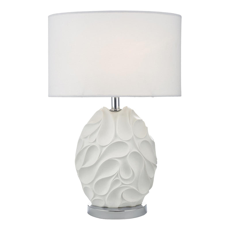 Dar Lighting Zachary Oval Table Lamp White With Shade • ZAC412