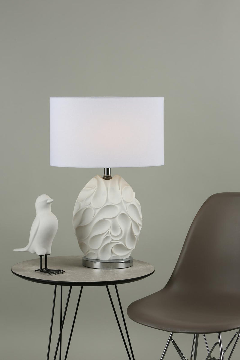 Dar Lighting Zachary Oval Table Lamp White With Shade • ZAC412
