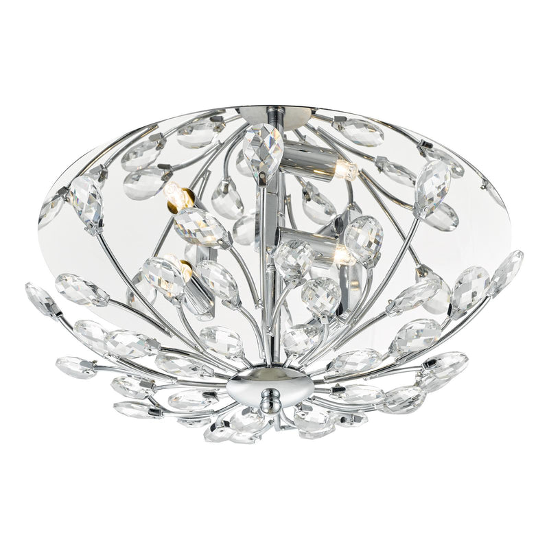 Dar Lighting Zafir 3 Light Flush Polished Chrome Crystal • ZAF5350