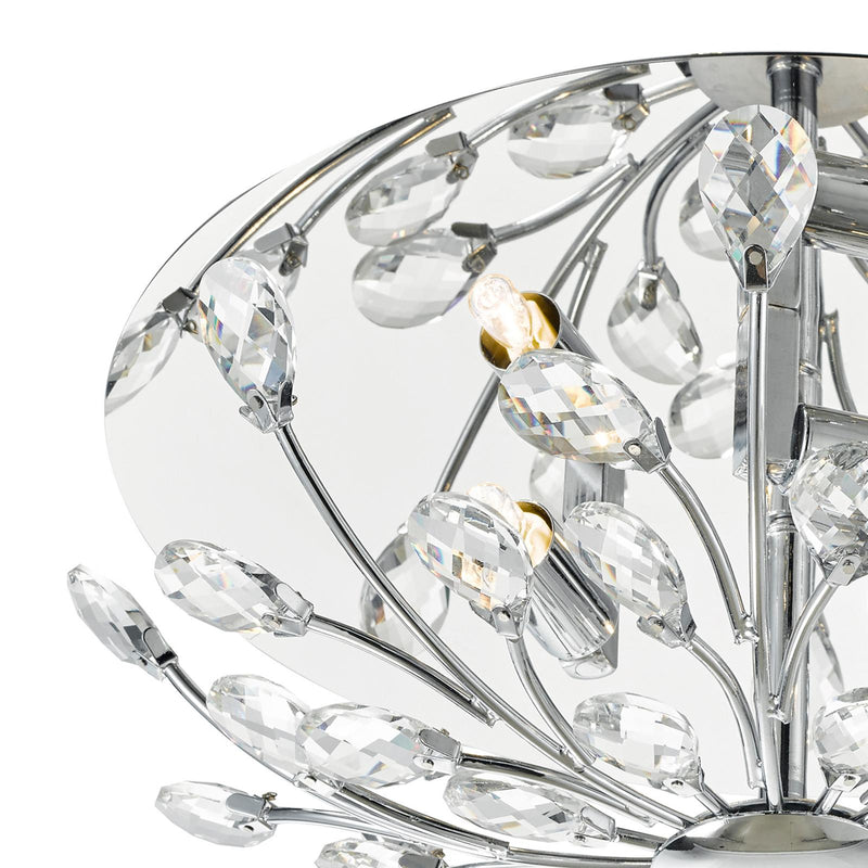 Dar Lighting Zafir 3 Light Flush Polished Chrome Crystal • ZAF5350