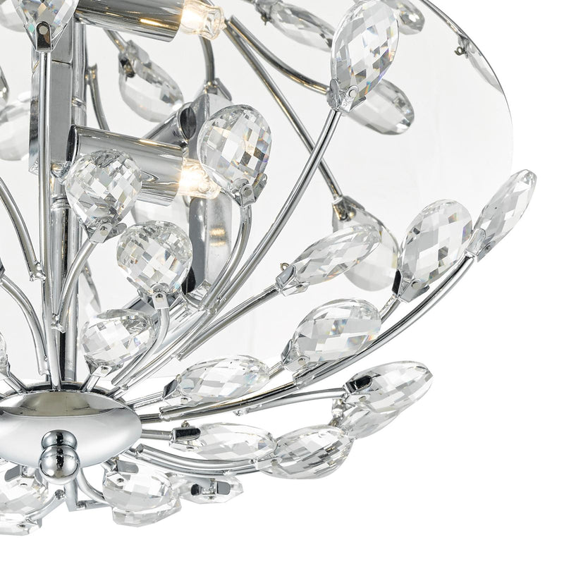 Dar Lighting Zafir 3 Light Flush Polished Chrome Crystal • ZAF5350