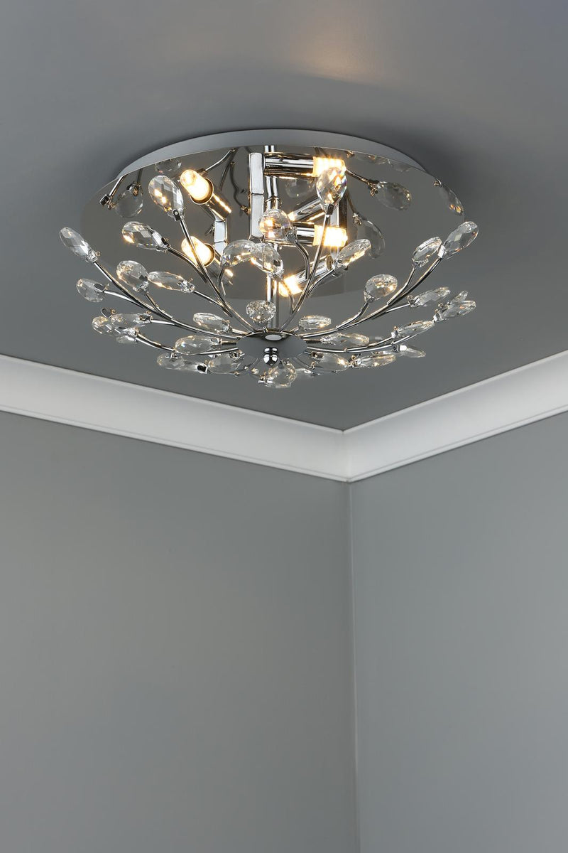 Dar Lighting Zafir 3 Light Flush Polished Chrome Crystal • ZAF5350