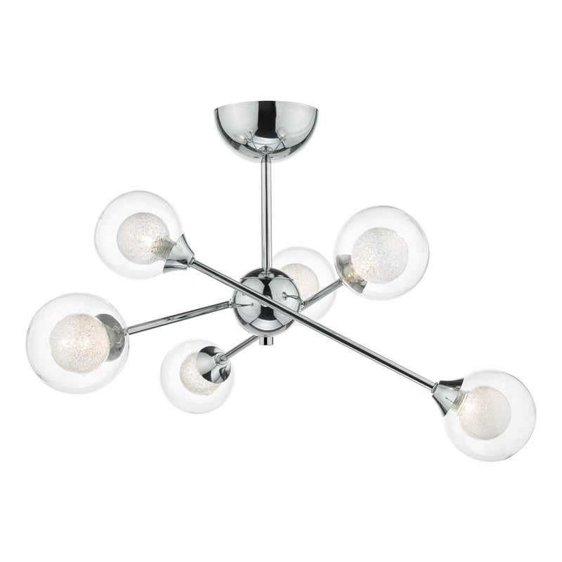 Dar Lighting Zeke 6 Light Semi Flush Polished Chrome • ZEK0650
