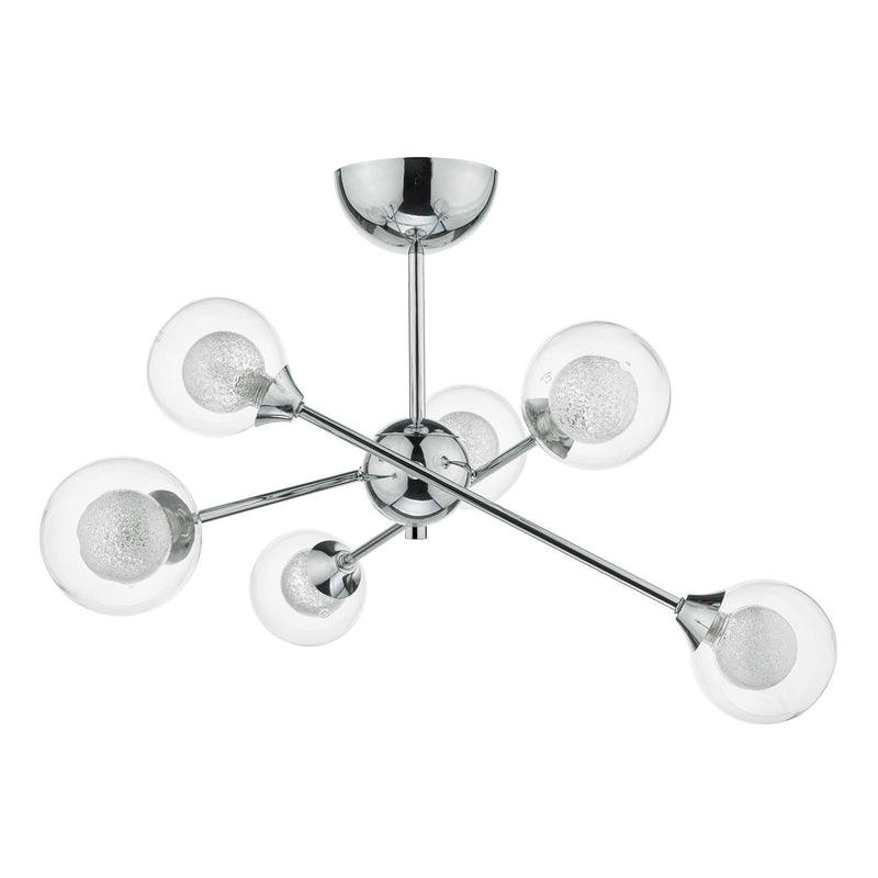 Dar Lighting Zeke 6 Light Semi Flush Polished Chrome • ZEK0650