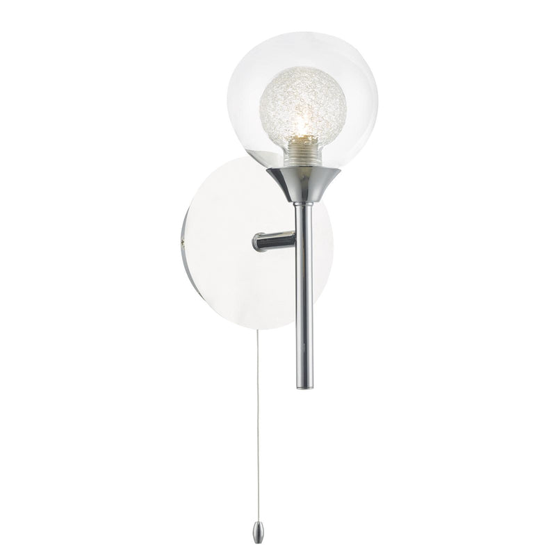 Dar Lighting Zeke Wall Light Polished Chrome Glass • ZEK0750