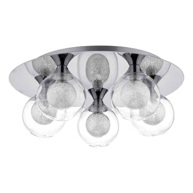 Dar Lighting Zeke 5 Light Flush Polished Chrome • ZEK5450