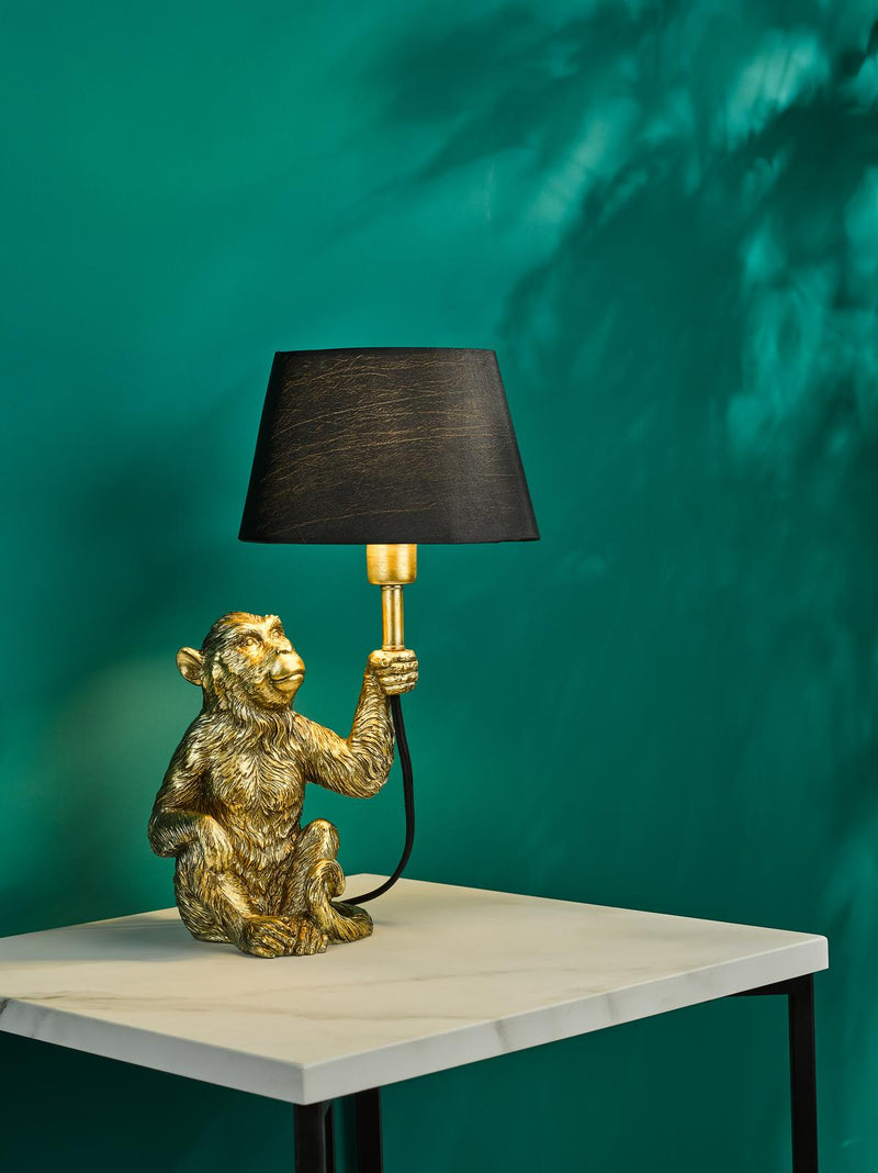 Dar Lighting Zira Monkey Table Lamp Gold With Shade • ZIR4235