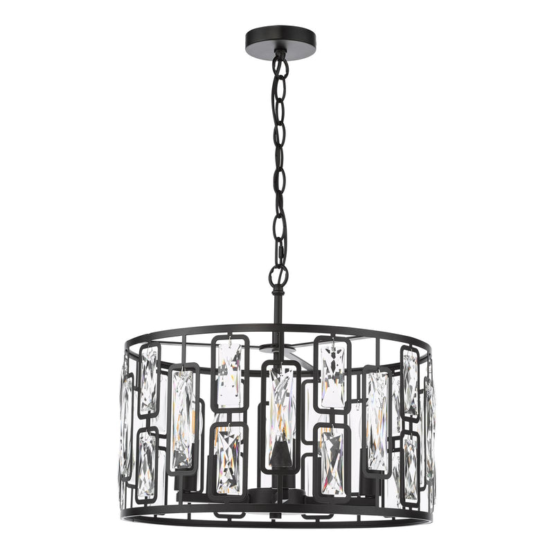 Dar Lighting Zoelle 5 Light Pendant Matt Black and Crystal • ZOE0522