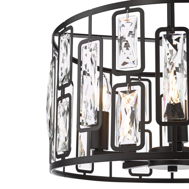 Dar Lighting Zoelle 5 Light Pendant Matt Black and Crystal • ZOE0522