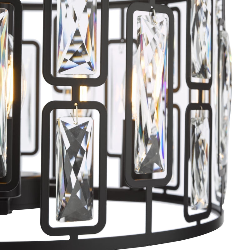 Dar Lighting Zoelle 5 Light Pendant Matt Black and Crystal • ZOE0522