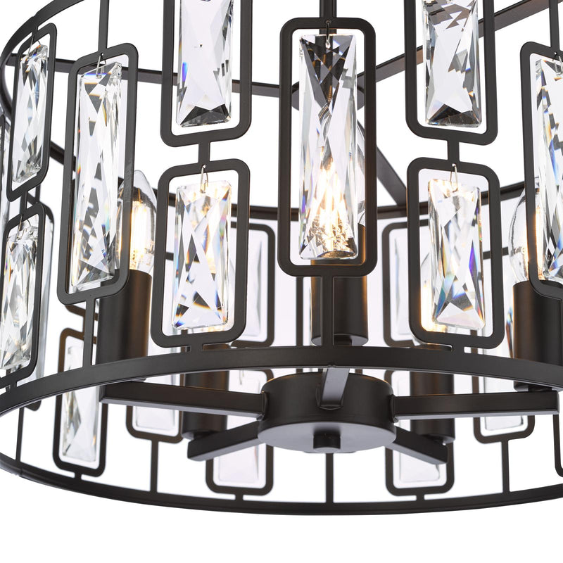 Dar Lighting Zoelle 5 Light Pendant Matt Black and Crystal • ZOE0522