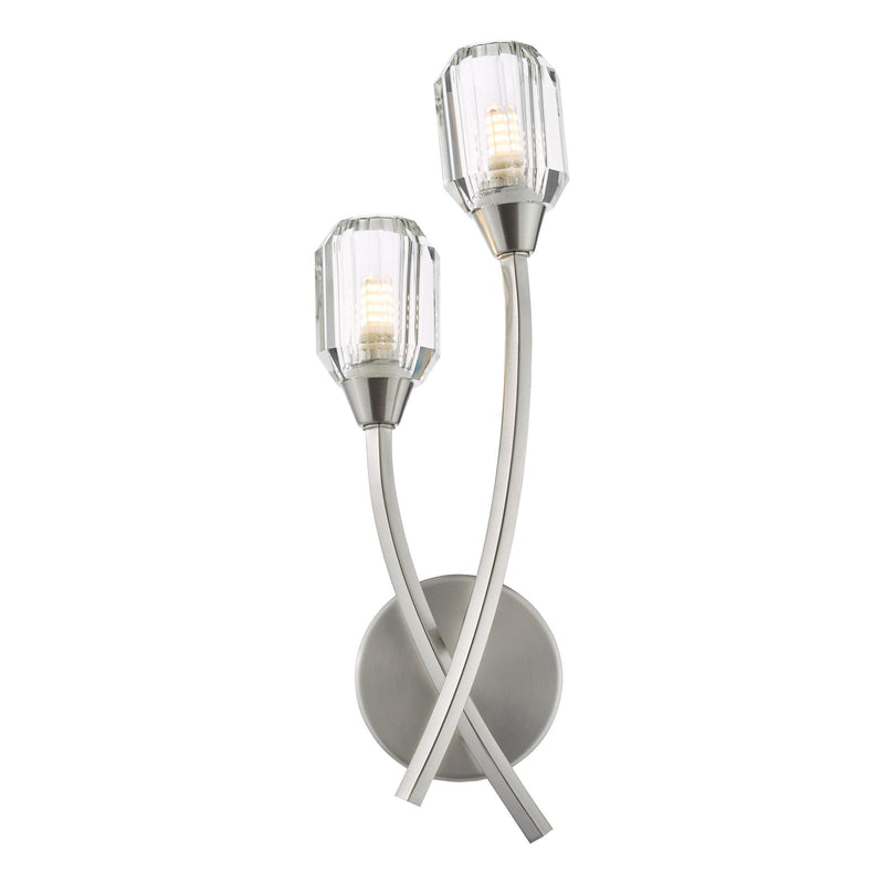 Dar Lighting Zonda 2 Light Wall Light Brushed Nickel and Crystal • ZON0938
