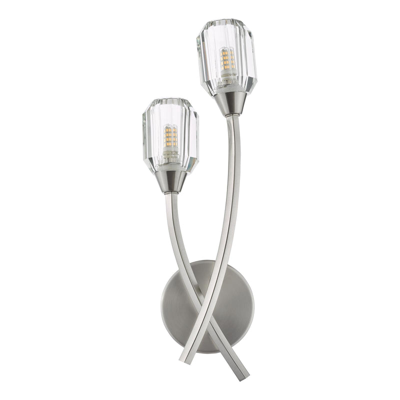 Dar Lighting Zonda 2 Light Wall Light Brushed Nickel and Crystal • ZON0938