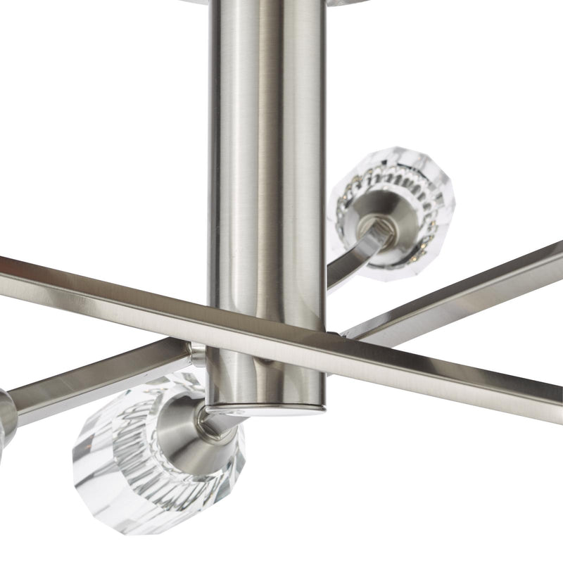 Dar Lighting Zonda 6 Light Semi-Flush Brushed Nickel and Crystal • ZON6438
