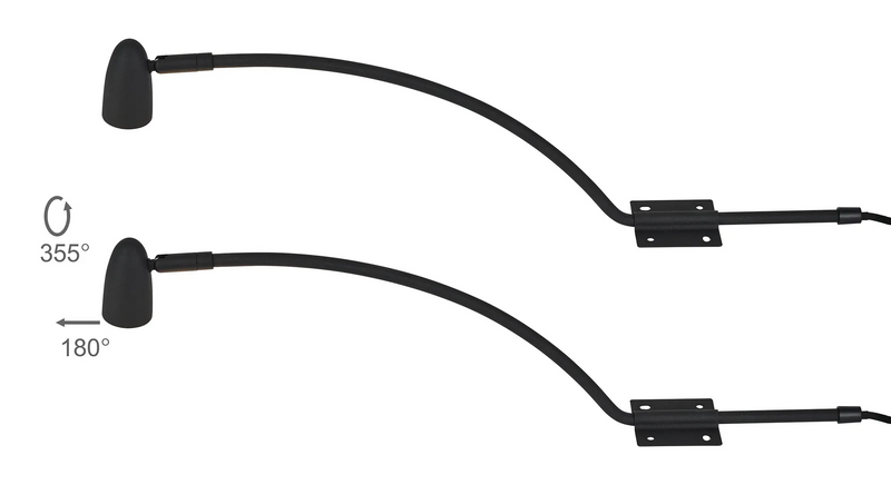 Deco Lex (Set Of 2) Type A Over Cabinet 1 Light GU10 With Adjustable Head And 2m Cable (No Plug) Black  • D1045BL