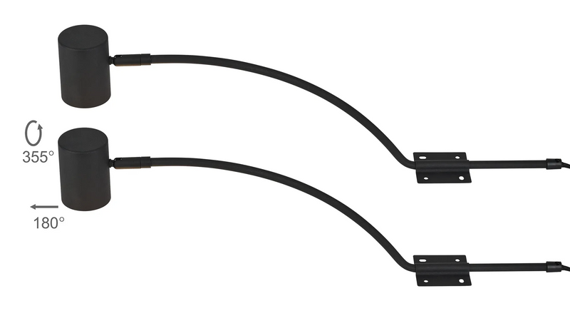 Deco Lex (Set Of 2) Type B Over Cabinet 1 Light GU10 With Adjustable Head And 2m Cable (No Plug) Black  • D1046BL