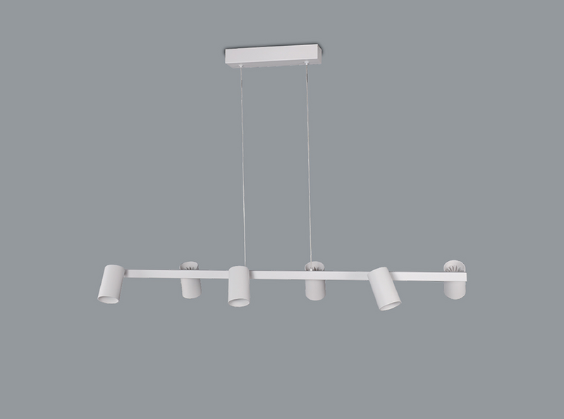 Mantra Fusion M8297 Sal 6 Light Linear Pendant Spotlight GU10, Matt White • M8297