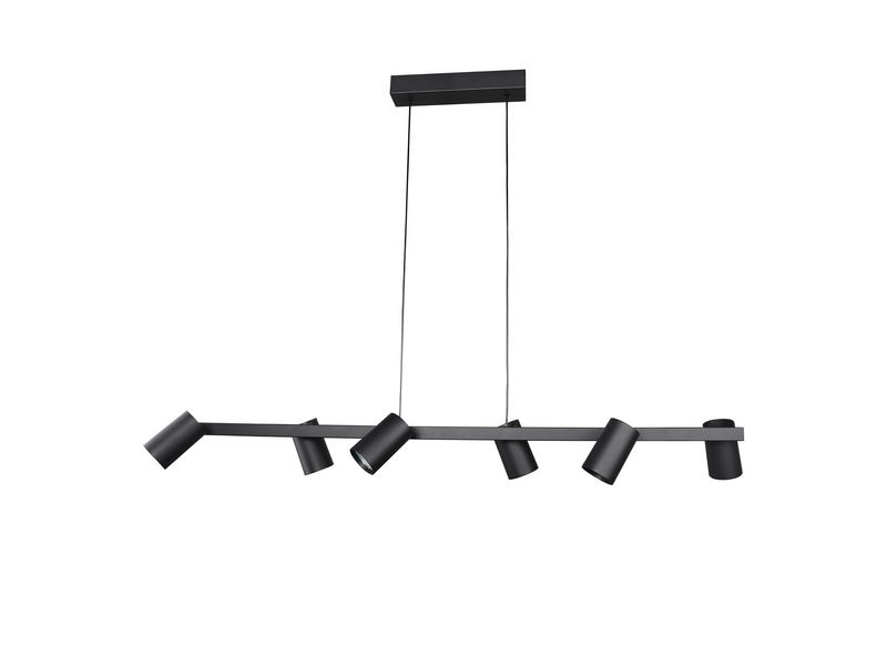 Mantra Fusion M8298 Sal 6 Light Linear Pendant Spotlight GU10, Matt Black • M8298