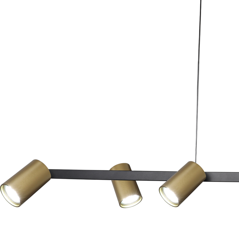 Mantra Fusion M8486 Sal 6 Light Linear Pendant Spotlight GU10, Satin Gold/Matt Black • M8486