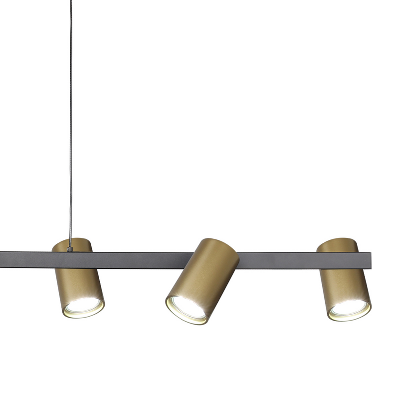 Mantra Fusion M8486 Sal 6 Light Linear Pendant Spotlight GU10, Satin Gold/Matt Black • M8486