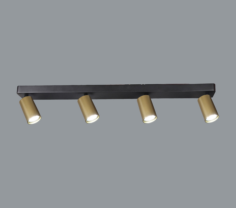Mantra Fusion M8487 Sal Linear 4 Light Spotlight GU10, Satin Gold/Matt Black • M8487