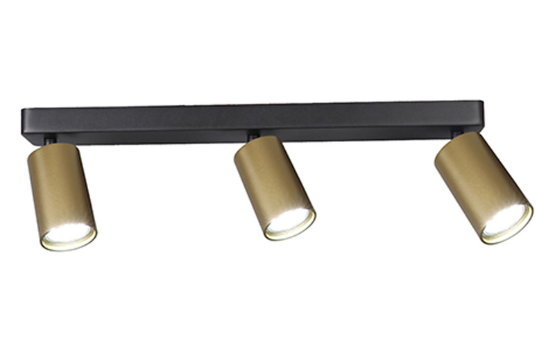 Mantra Fusion M8488 Sal Linear 3 Light Spotlight GU10, Satin Gold/Matt Black • M8488