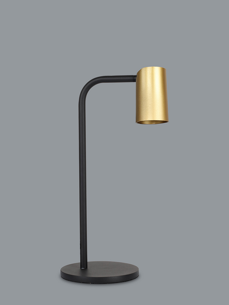 Mantra Fusion M8491 Sal Small Table Lamp With Inline Switch 1 Light GU10, Satin Gold/Matt Black • M8491