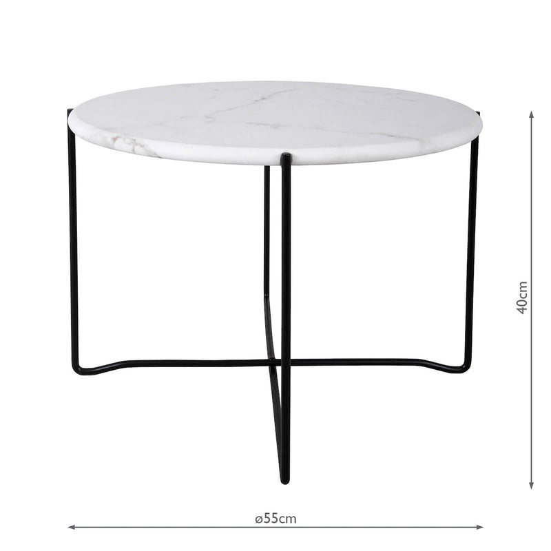Dar Lighting Azzate Round Coffee Table White Marble Effect • 001AZZ001