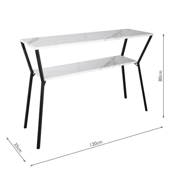 Dar Lighting 001EXT001 Exton Console Table With 2 Shelves White Marble