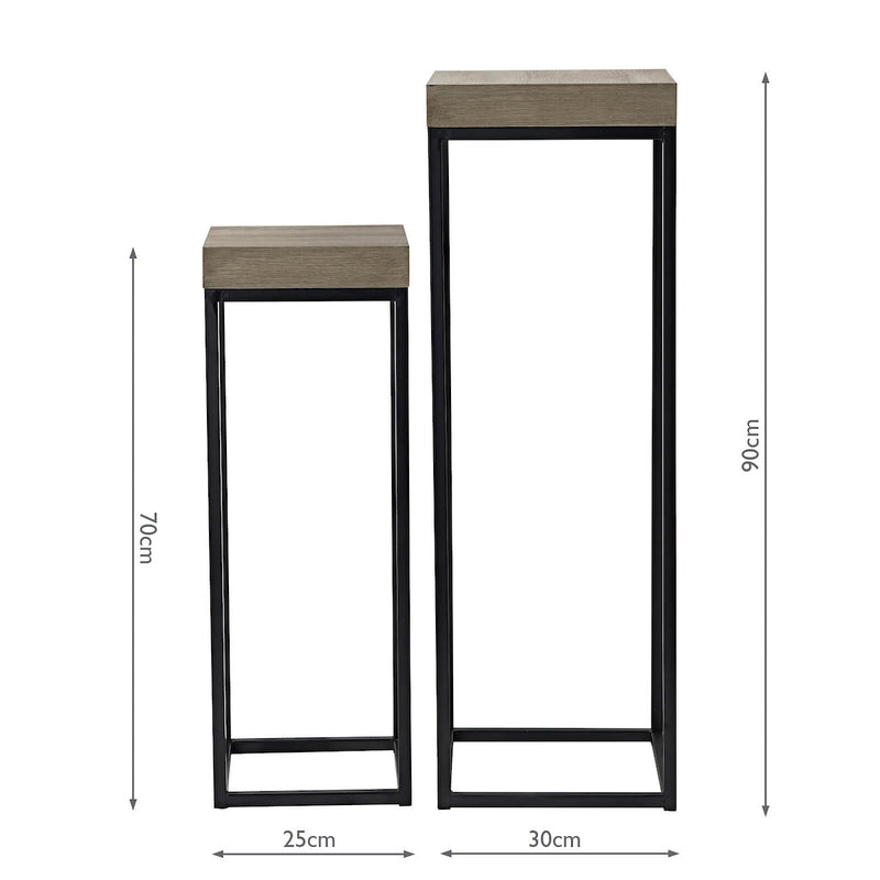 Dar Lighting Fabio Nest of 2 Plant Stand Oak Style Effect • 001FAB001