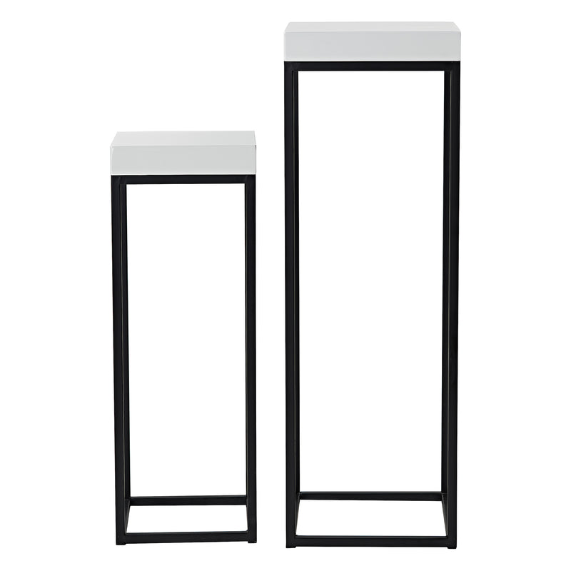 Dar Lighting Fabio Nest of 2 Plant Stands White Gloss Top • 001FAB002