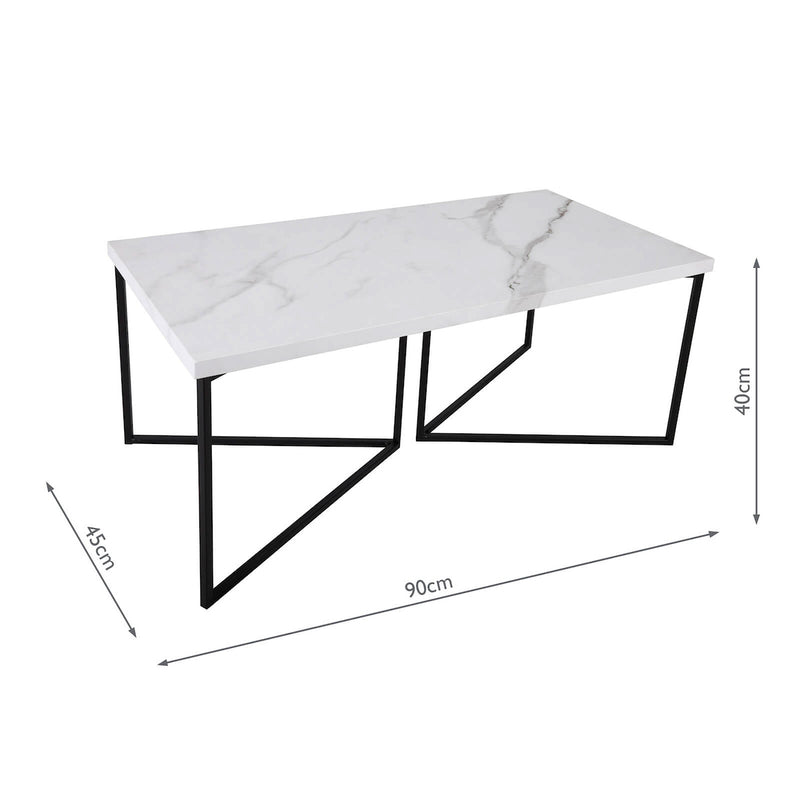 Dar Lighting Fotini Coffee Table White Marble Effect • 001FOT002