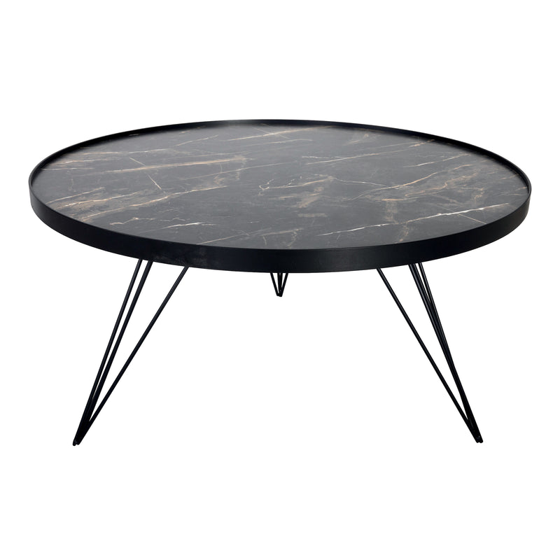 Dar Lighting Rauma Round Coffee Table Dark Grey Stone Effect • 001RAU001