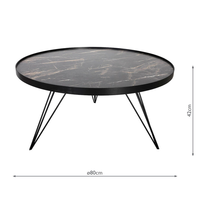 Dar Lighting Rauma Round Coffee Table Dark Grey Stone Effect • 001RAU001