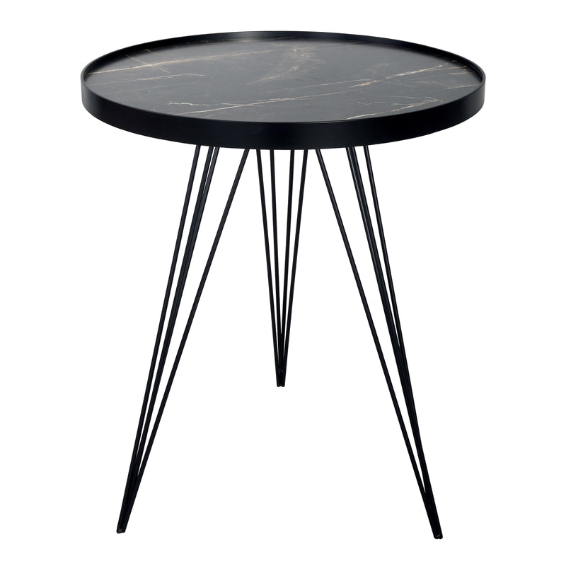 Dar Lighting Rauma Round Side Table Dark Grey Stone Effect • 001RAU002