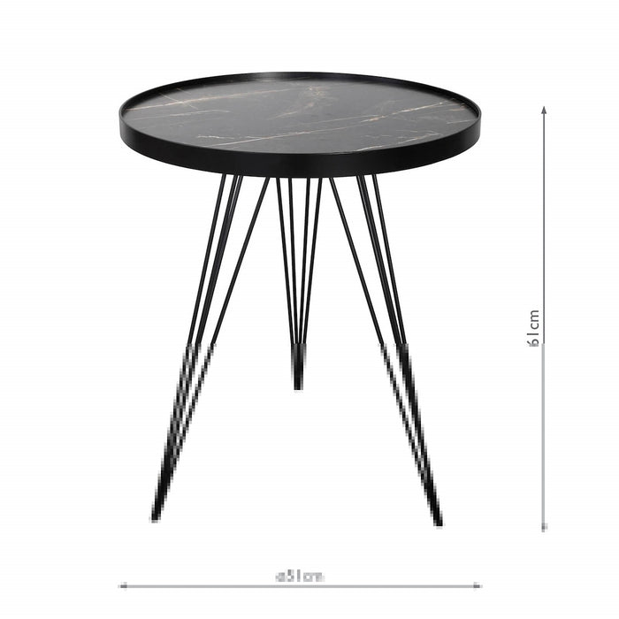 Dar Lighting Rauma Round Side Table Dark Grey Stone Effect • 001RAU002