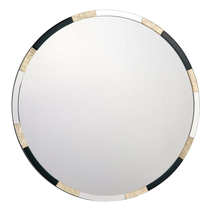 Dar Lighting Gadany Round Gold Leaf And Black Glass Mirror 80cm • 002GAD80