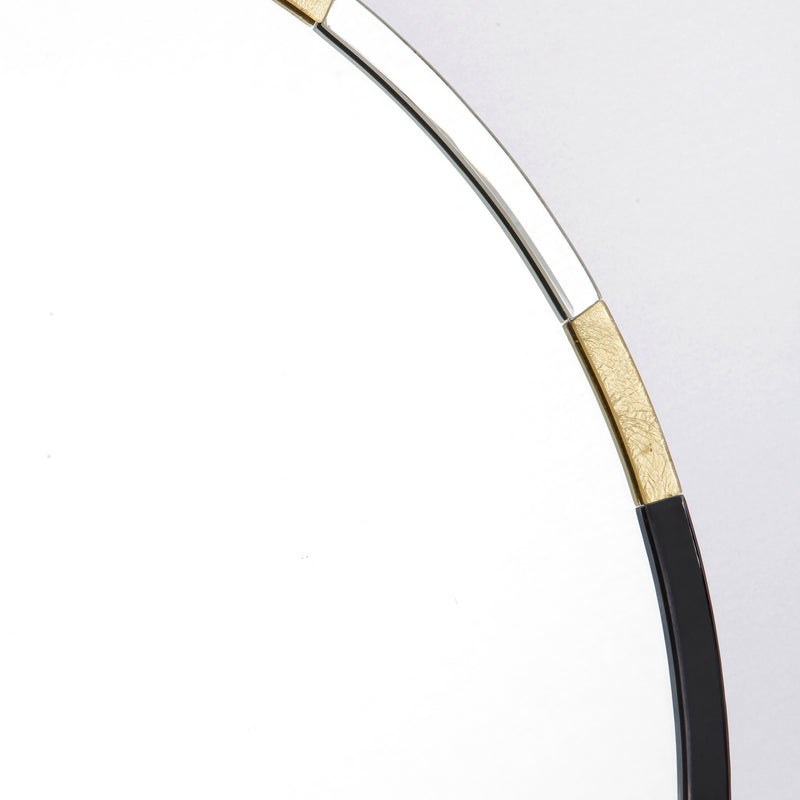 Dar Lighting Gadany Round Gold Leaf And Black Glass Mirror 80cm • 002GAD80