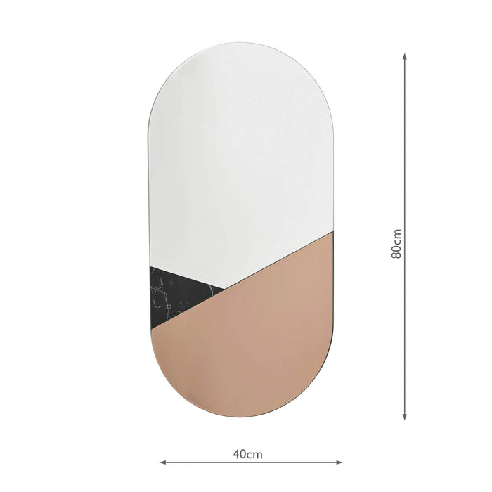 Dar Lighting Jalisa Oval Mirror Rose Gold & Black 80cm x 40cm • 002JAL8040