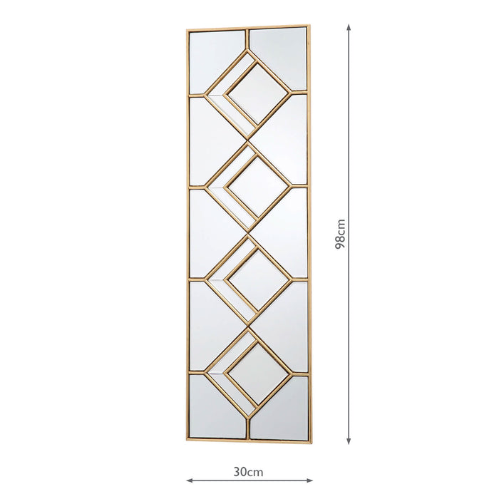 Dar Lighting Kipton Rectangle Decorative Mirror with Gold Foil Detail 98 x 30cm • 002KIP9830