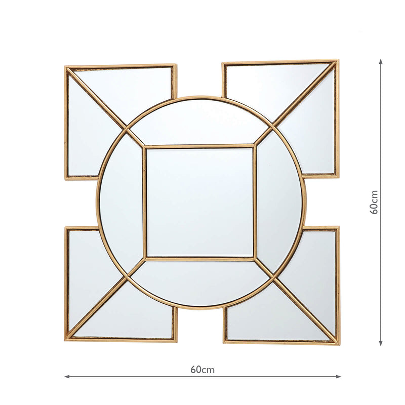 Dar Lighting Lyshia Square Mirror With Gold Foil Detail 60cm • 002LYS60