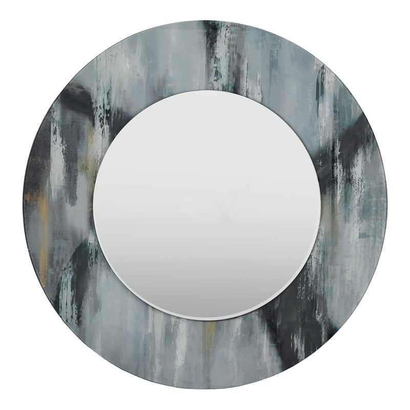 Dar Lighting Mehera Round Mirror Grey Marble Print 80cm • 002MEH80
