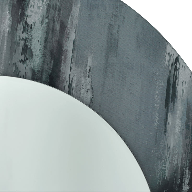 Dar Lighting Mehera Round Mirror Grey Marble Print 80cm • 002MEH80