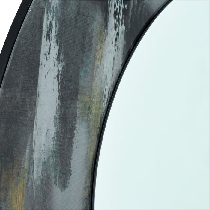 Dar Lighting Mehera Round Mirror Grey Marble Print 80cm • 002MEH80