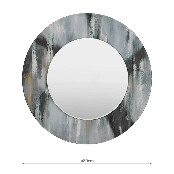 Dar Lighting Mehera Round Mirror Grey Marble Print 80cm • 002MEH80