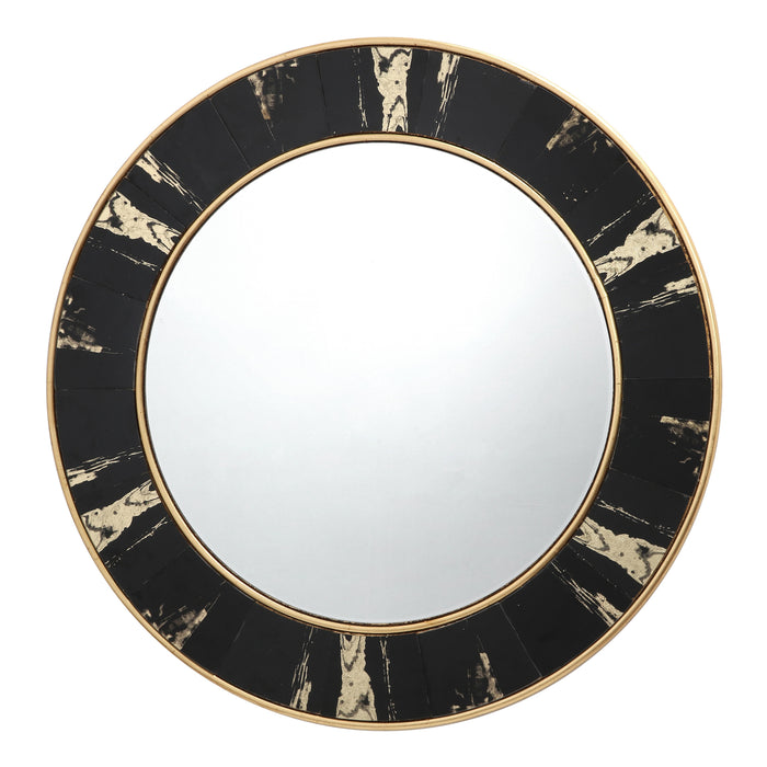 Dar Lighting Sidone Round Mirror With Black/Gold Foil Detail 80cm • 002SID80